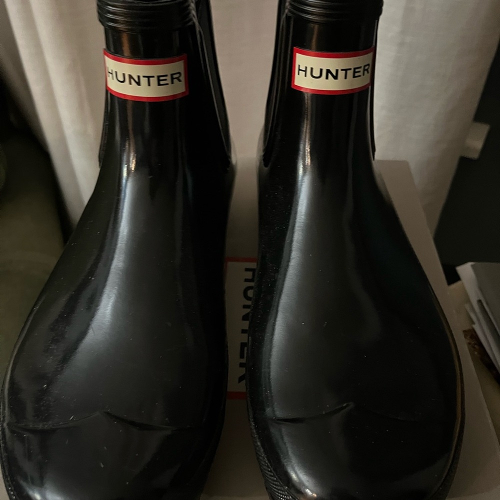 Hunter Chelsea Short Black Glossy Rain Boots
